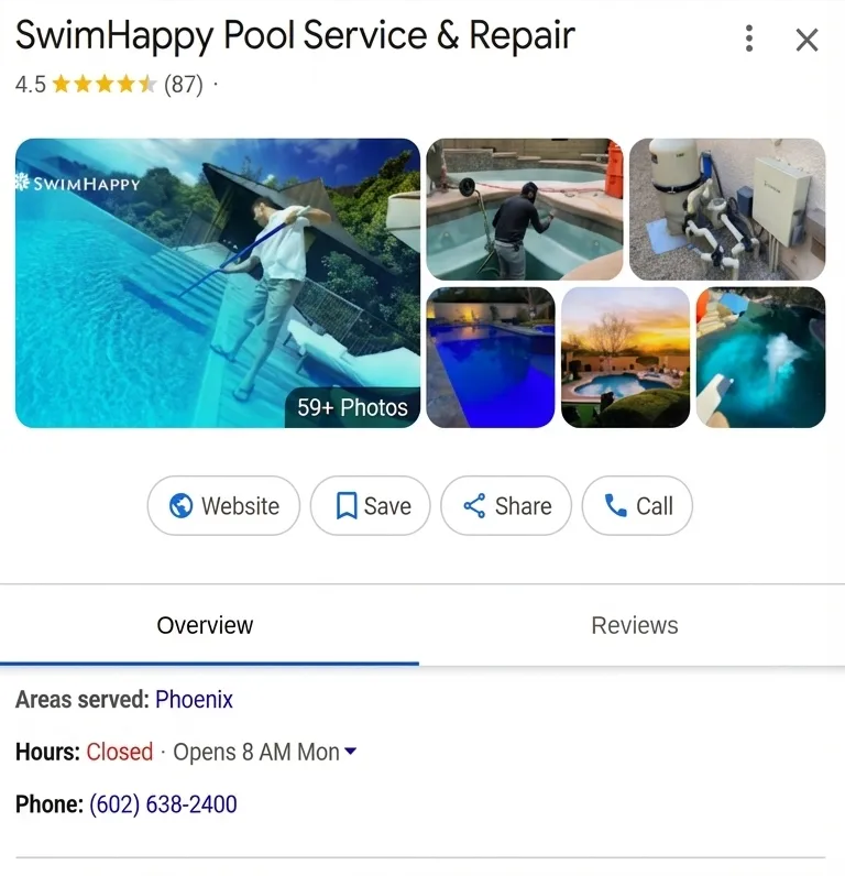 Pool Cleaning Google reviews before RepMint