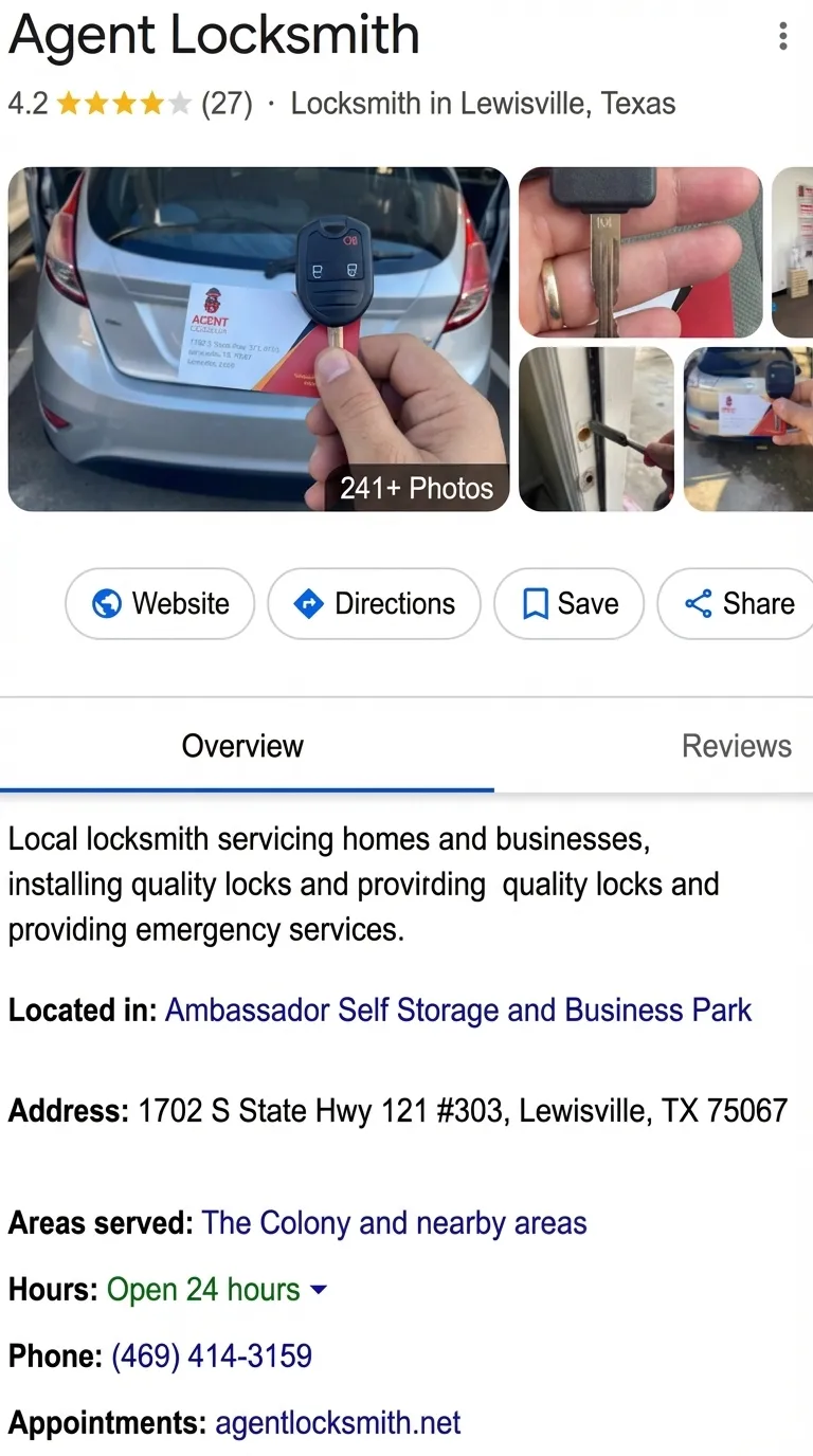 Agent Locksmith Google reviews before RepMint