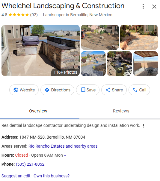 Whelchel Landscaping Google reviews after RepMint