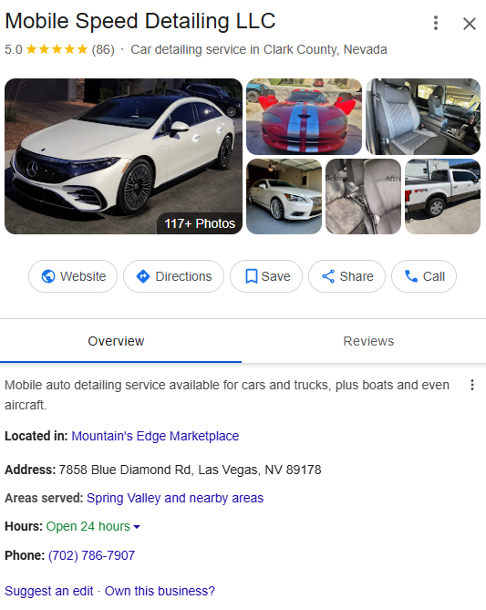 Mobile Speed Detailing Google reviews after RepMint