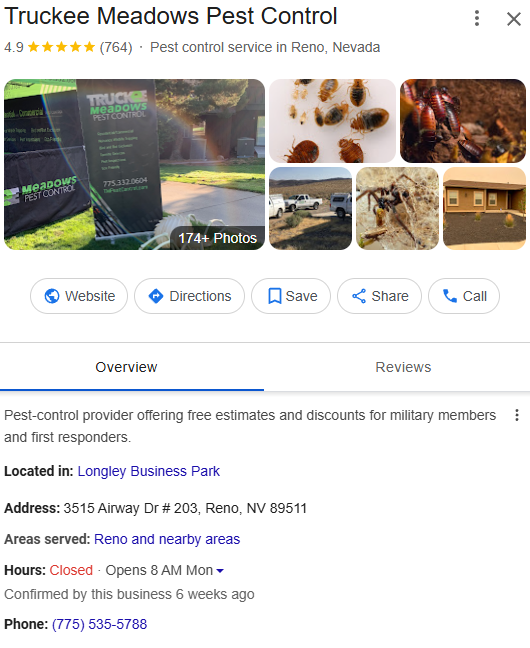 Truckee Pest Control reviews after RepMint