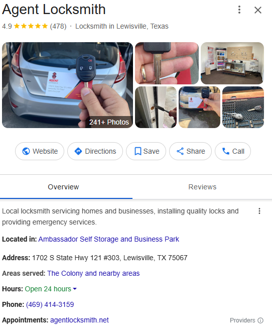 Agent Locksmith Google reviews after RepMint